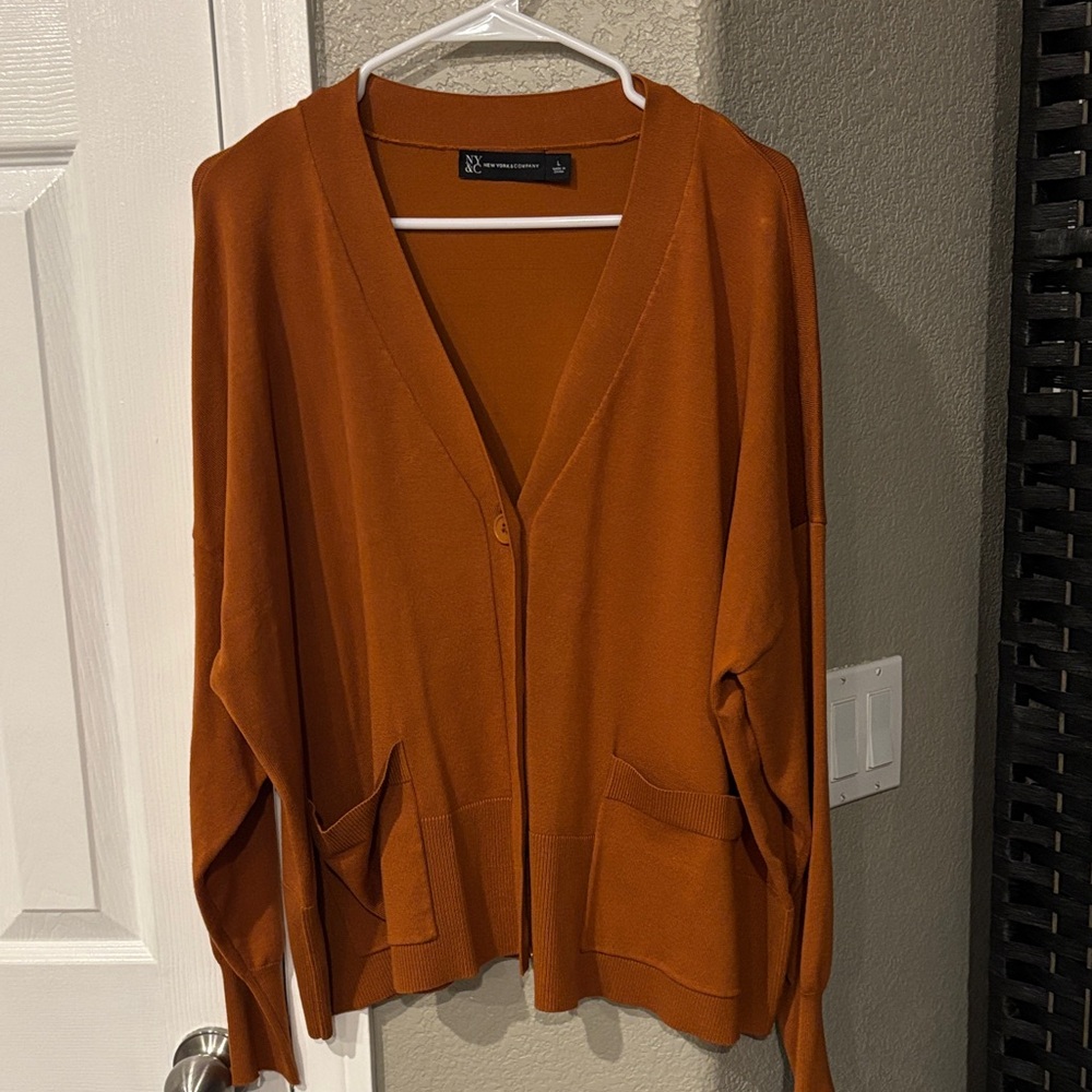 Ny & Co Women's Orange/copper Cardigan Sweater